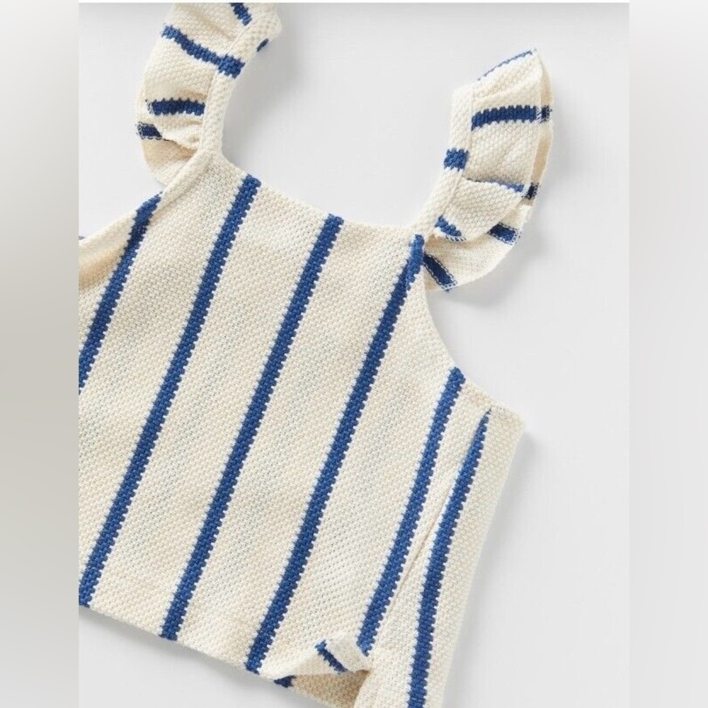 Zara Textured Weave Striped Top